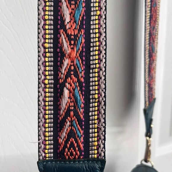 Ora Delphine Small Saddle Bag Emerald Green Pebbled Leather Guitar Strap Crossbo - Picture 7 of 12